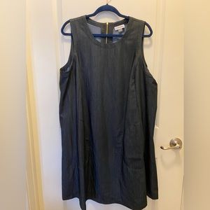 NWT Calvin Klein: Dark Chambray Shift Dress